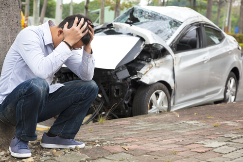 man after a car accident